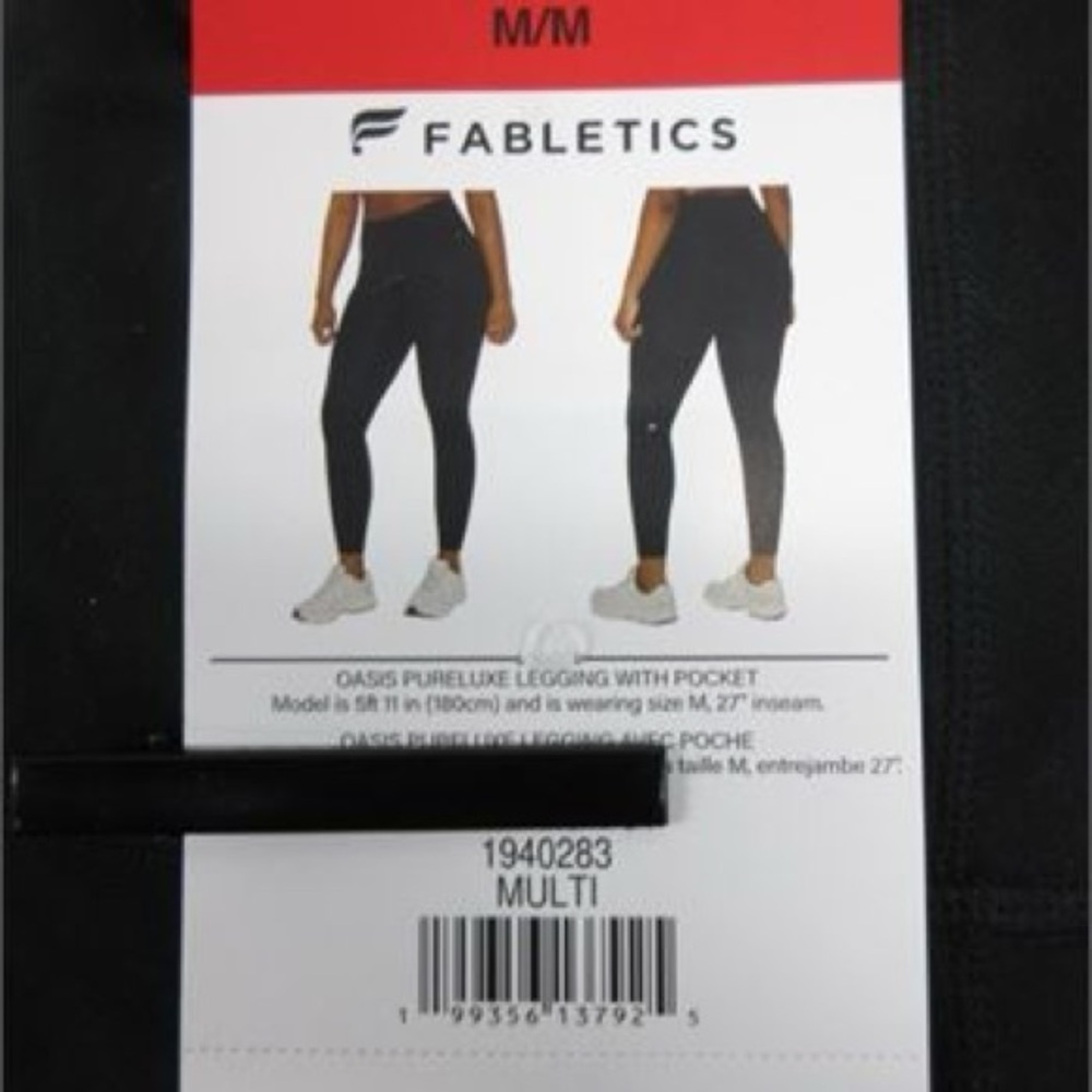 NWT Fabletics Midnight Black Leggings size Medium - Picture 2 of 2